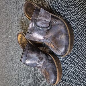 Born Metallic Buckle Heeled Mules Size 8